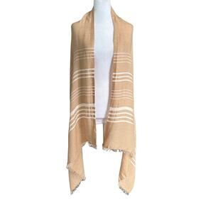 J. Crew NWT Camel Tan & White Cape Shawl Wrap Scarf Fall Church Brunch Classic